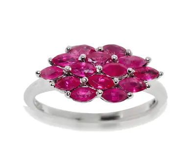 Natural Red Ruby Marquise Cut 0.925 Sterling Silver Cluster Ring  • $50.99