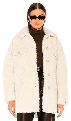 A.L.C. Cambrie Faux Shearling Sherpa Button Front Oversized Jacket Cream Size S • $295