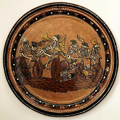 Mexican Michoacan Capula Margarita De La Cruz Folk Art Plate Day Of Dead Muertos • $149.99