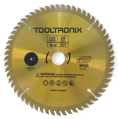 ToolTronix 165mm X 60t TCT Circular Saw Blade Fits Dewalt Makita Ryobi Bosch • £7.99