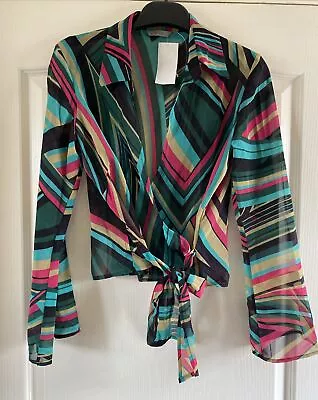 Striped Cross Over Blouse By Marks & Spencer’s. S.10. BNWT  • $7.46