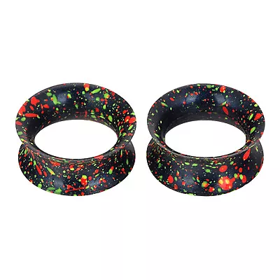 2pcs Black Soft Silicone Ear Tunnels Ear Gauges Double Flare Hollow Expander • $6.95