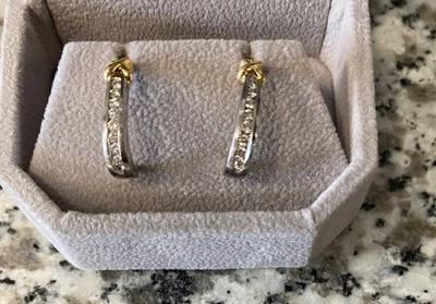 $470 • Buy 14K White And Yellow Gold Diamond Earring Jackets