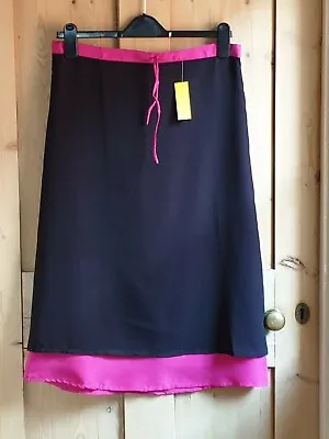£1.99 • Buy Ladies Short Skirt Size M/L & S/M Fuchsia With Black Chiffon,tie Waist, New
