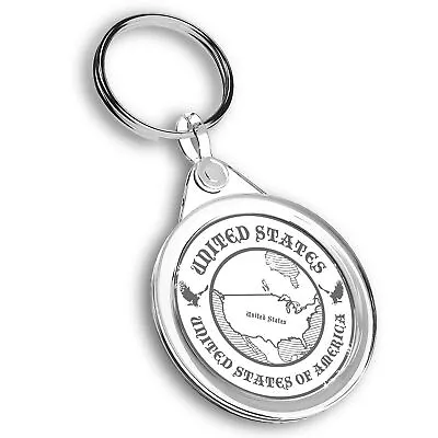 Keyring Circle - BW - United States Of America Travel Map  #39913 • £4.99