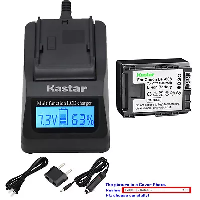 Kastar Battery LCD Fast Charger For Canon BP-808 & Canon VIXIA HF S10 Camcorder • $21.99