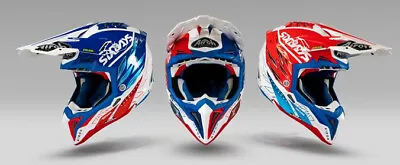 L Large AIROH WRAAP SIX DAYS MX Motocross Motorbike Helmet Red White Blue • $213.72