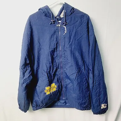 VTG 90s NCAA University Of Michigan Wolverines Starter Zip Up Jacket Size Large • $39.95