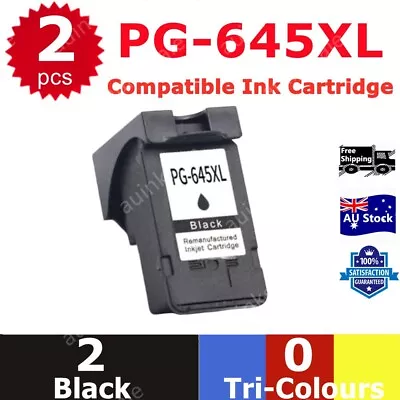 2x PG645XL Black Remanufacture Ink Cartridge For Canon MG2560 3060 TS3160 TS3360 • $51.80