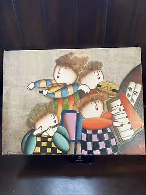 Art Painting On Canvas Whimsical Delightful Puffy Musicians Unsigned 12”x16” • $59.50