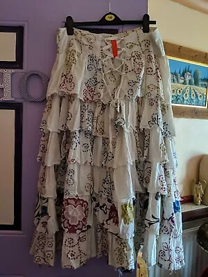 Ewa I Walla Skirt Lagenlook Layered Embroidered Peasant Raw Hem Corset One Size • £110