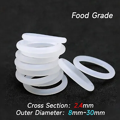 £1.50 • Buy 10 X Food Grade Clear Silicone Rubber O Rings 2.4 Mm Cross Section 8mm - 30mm OD