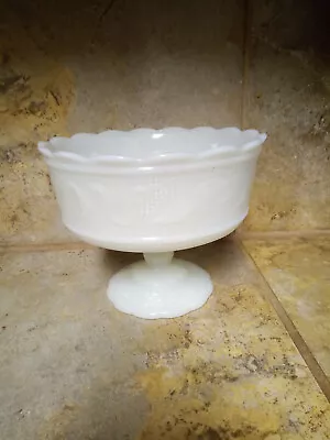 Vintage E.O. Brody Co. Cleveland USA White Milk Glass Footed Compote Bowl- M6000 • $22.75