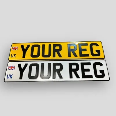 X2 Metal Pressed Number Plates With New UK Union Jack Badge MOT Compliant • £18.99