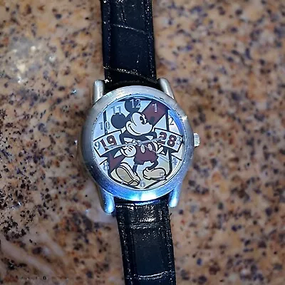 Disney Parks Limited Release Mickey Mouse 1928 Men Watch Black Leather Band • $89