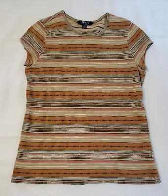 Vintage Ralph Lauren Teen Juniors Small Shirt Stripe Brown Grunge 90s • $7.50