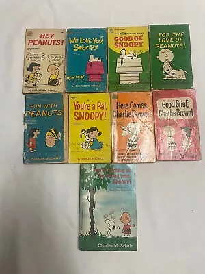 Vintage Peanuts Charlie Brown Lot Of 9 Paperback Books Snoopy 1960s 1970s • $17.99