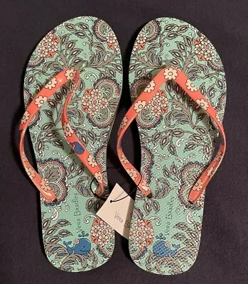 Vera Bradley Womens Flip Flops Fan Flowers Large - NWT • $27.98