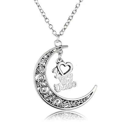 Elegant 925 Sterling Silver I Love My Wife Moon New Fashion Pendant Necklace • $13.74