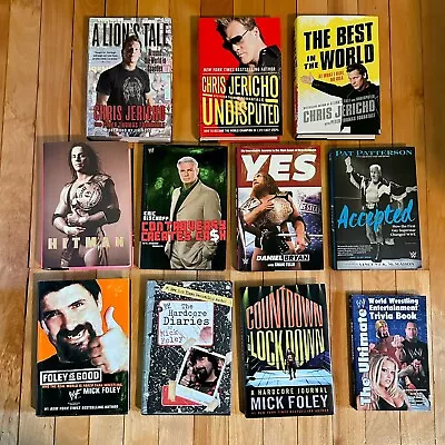 10+ Vtg Wrestling Book Lot WWE WCW ECW Mick Foley Jericho Bischoff Bret Hart AEW • $19.99