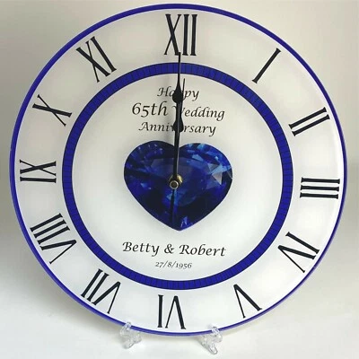 £29.99 • Buy Unique Personalised 65th Wedding Anniversary Clock - 30cm Wall Mountable