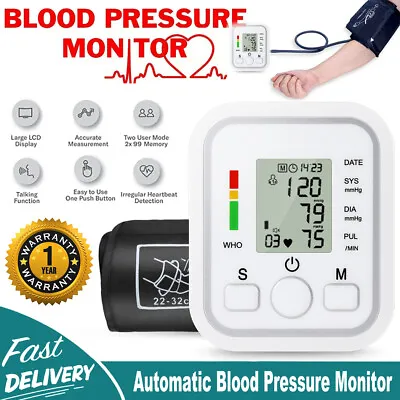 2024 Digital Automatic Blood Pressure Monitor Upper Arm BP Machine Heart Rate MM • $11.99