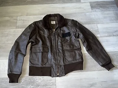 Vintage Intermediate Type G-1 Military Flyers Brown Leather Jacket Mens Size 44 • $189.99