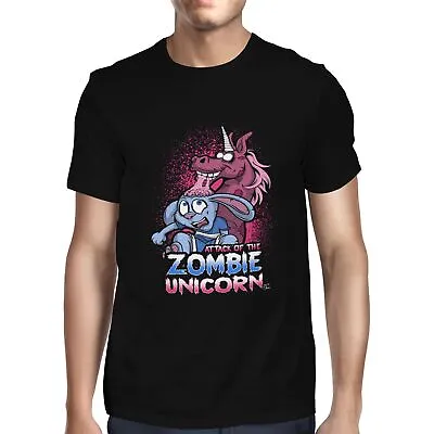 1Tee Mens Attack Of The Zombie Unicorn T-Shirt • £7.99