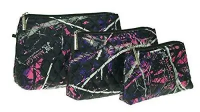 Muddy Girl Purple Pink Quilted Cosmetic Bag Exclusive 3 Piece Set • $34.99