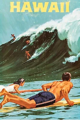 Visit Hawaii 1969 Vintage Retro Travel Poster Wall Art Colorful • $20.95