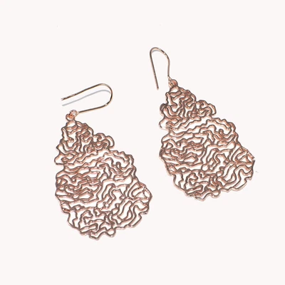 Laser Cut Filigree Designer Look Rose Gold Plated Earring 1 G837 • $21.34