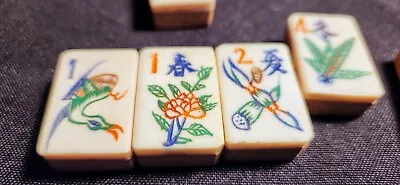 Mahjong Mah Jongg Collectable Antique Chinese Circa 1920 148 Bone Tiles+counters • $269