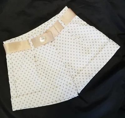 MAYORAL Boutique Toddler Girls White & Gold Polka Dot Shorts Size 2  - NEW • $14.95
