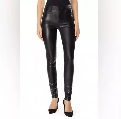 J BRAND Maria Coated Galactic Black High Rise Skinny Jeans Size 31 • $39.97