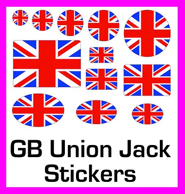 British GB Union Jack  Stickers Labels Circles Rectangles Ovals - 12 Sizes • £2.88