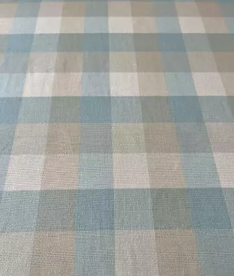 Original Laura Ashley Mitford Check Duck Egg Fabric  **per Metre** • £22.95