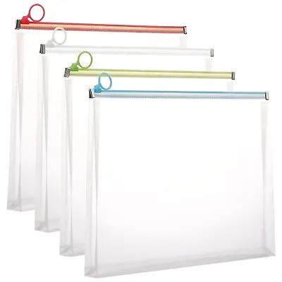 12 PCS A4/A5/A6 Plastic Wallet Zip Lock Bags File Document Pocket Paper Storage • £14.39