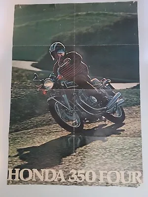 VINTAGE 1972 HONDA DEALER POSTER HONDA 350 FOUR MOTORCYCLE COOL 21  X 29  • $10