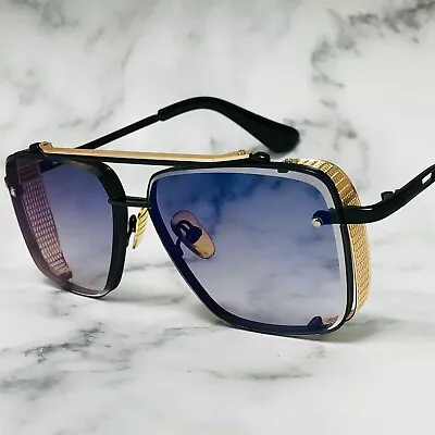 Men's SUNGLASSES DESIGNER SQUARE RETRO GOLD FRAME SHADES METAL FASHION HIP HOP • $18.99