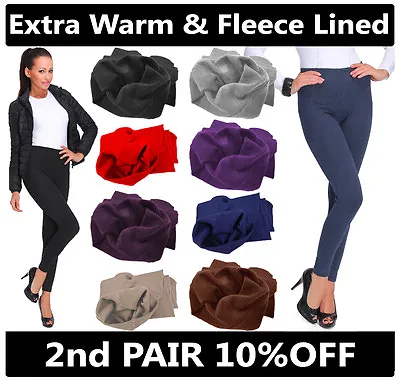 £7.45 • Buy New Womens Winter Fleece Thermal Warm Thick Full Length Leggings Colours