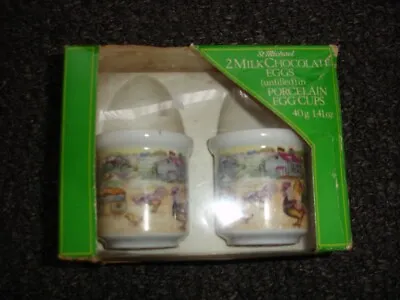 Vintage ST. MICHAELS Porcelain Egg Cups - Easter Chocolate - 1984 BNIB • £10