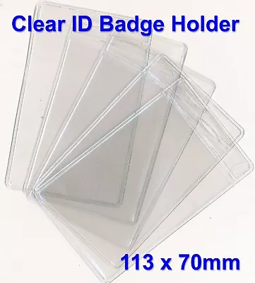 ID Card Badge Pass Holder - Pocket Clear Plastic Wallet For Lanyard Neck Strap • £2.39