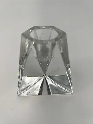VILLEROY & BOCH Leaded Glass Crystal Triangle Shape Candle Stick Holder Signed  • $15.45