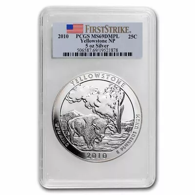 2010 5 Oz Silver ATB Yellowstone MS-69 DMPL PCGS (FirstStrike®) • $534.75