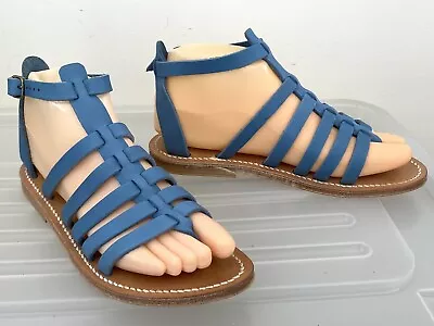 K JACQUES ST TROPEZ Blue Leather Sandals Sz 37 (6) #17102 • $55