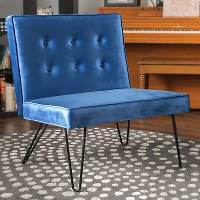 DuSoleil Modern Button Tufted Armless Velvet Chair With Hairpin Legs • $77.96