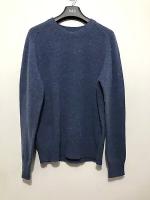 Marks & Spencer Heritage Merino Wool Jumper Pullover Sweater Large Blue • £25.99