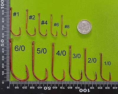 DFS RED Long Shank Baitholder Fishing Hooks 124681/02/03/04/05/06/0  • $11.84