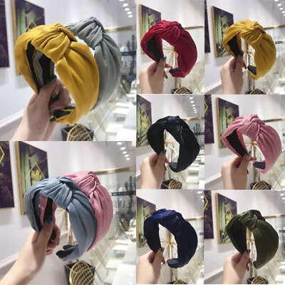 Fashion Women Wide Headband Twist Hairband Bow Knot Cross Alice Band Head Wrap * • £2.39