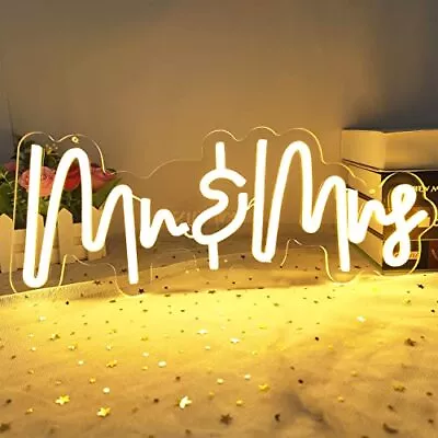 Mr And Mrs Neon Sign Dimmable Mr Mrs Neon Signs Led Neon Sign For D-Mr&Mrs • $39.97